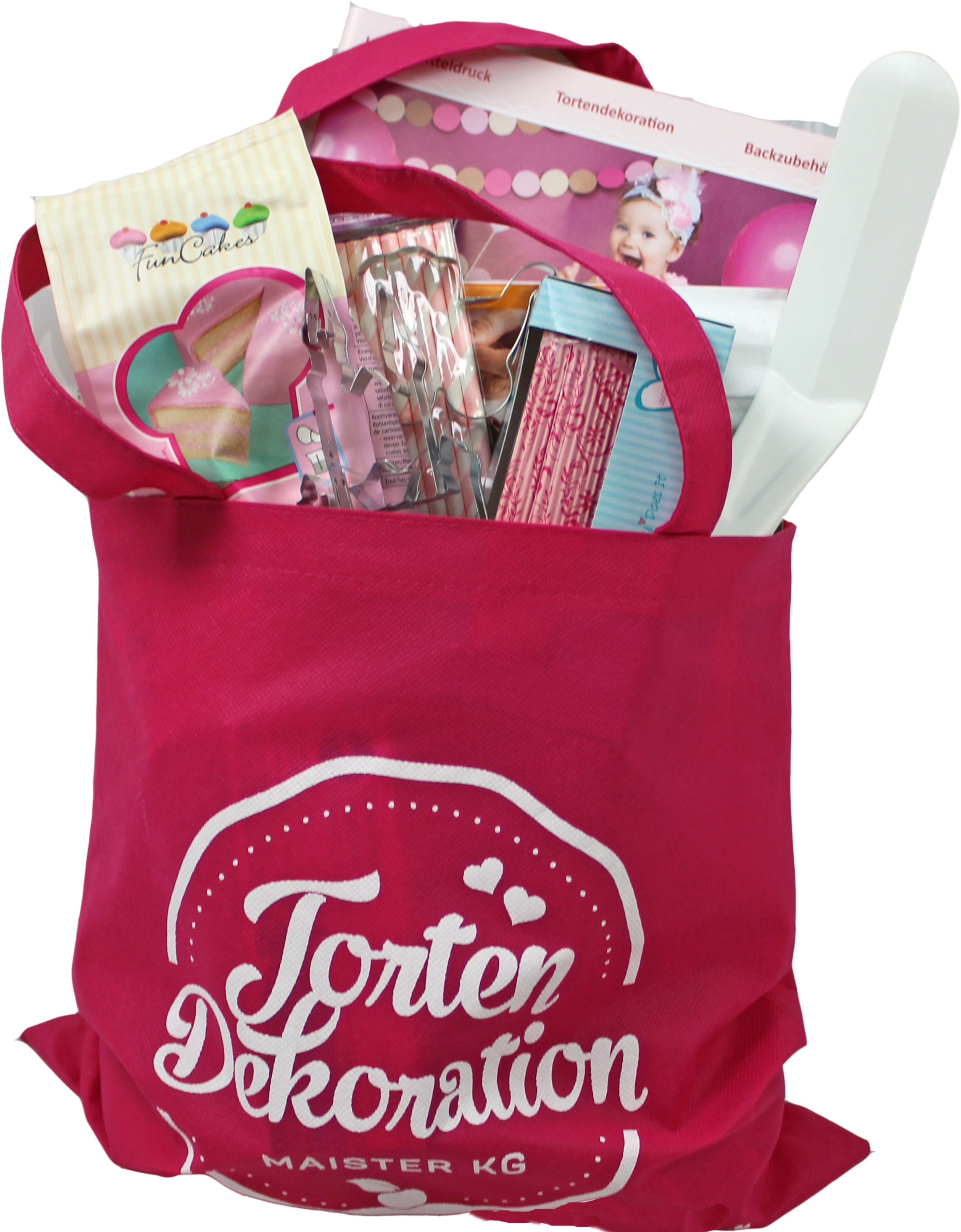 Einkaufstasche gefüllt mit Backzubehör